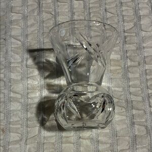 Elegant Clear Etched Floral Small Crystal Vase-does have chip on rim